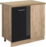 Vicco R-Line Hoekkast – 86 cm, WB Eik Zwart hoogglans