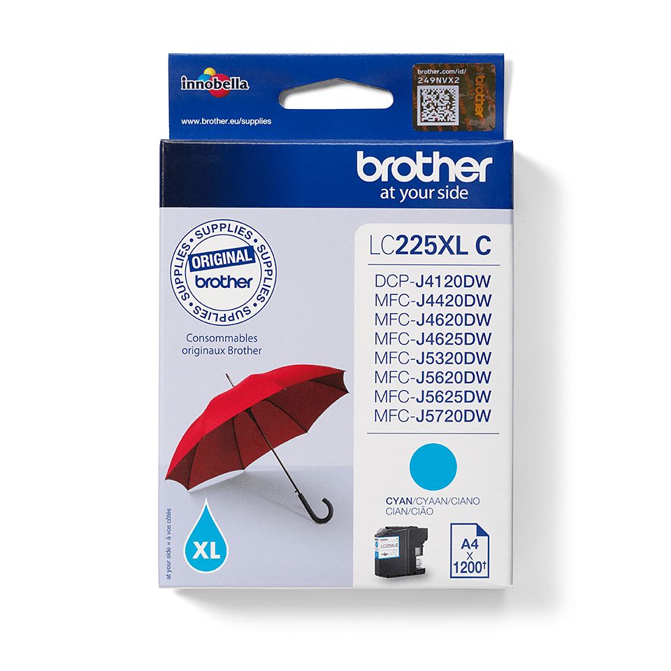 Brother LC-225XLC Cyaan inktcartridge - Origineel - 1200 pagina's - Brother DCP/MFC printers