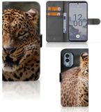 B2Ctelecom Nokia X30 Telefoonhoesje met Pasjes Luipaard
