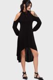 KIHILIST by KILLSTAR KILLSTAR Kihilist Obsidienne Cold Shoulder Dress Dames Midi-jurk - zwart - XS