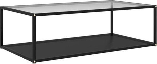 vidaXL Salontafel 120x60x35 cm gehard glas transparant en zwart