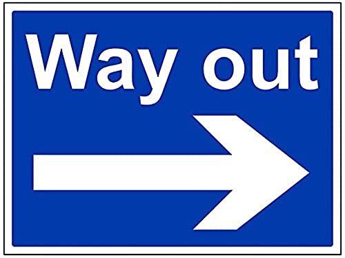 VSafety Way Out, Pijl Rechts Teken - 400mm x 300mm - Zelfklevende Vinyl