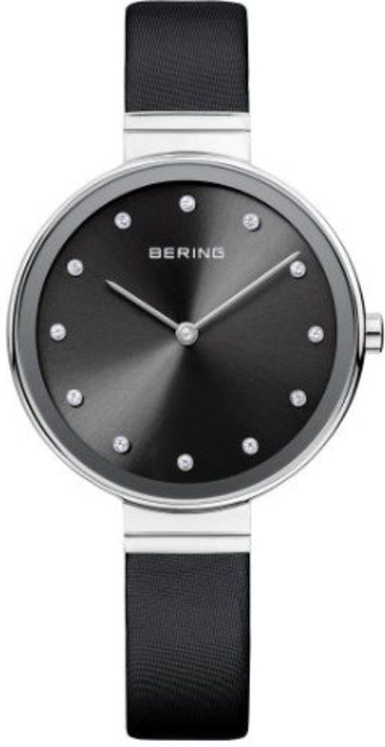 Bering 12034-602 - Horloge - Satijn/leer - Zilverkleurig - Ø 34 mm