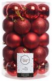 Decoris Boules de Noël - 68 pièces - Rouge - 8 cm - Plastique