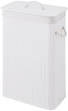 Sealskin Bamboo – Bamboe Wasmand met Deksel - Wasbare katoenen waszak - Handvatten - 56 Liter – afmetingen 60 x 40 x 23,5 cm - Wit