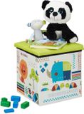 Merkloos Relaxdays Poef Kinderkamer Dier Design Opbergpoef Vouwbaar Groen-Wit 31 x 31 x 31 cm