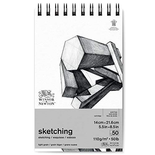 Winsor & Newton 6672005 Schetsblok met spiraalbinding, 50 vellen teken- en schetspapier, extra wit, kunstenaarskwaliteit, 14 x 21,6 cm
