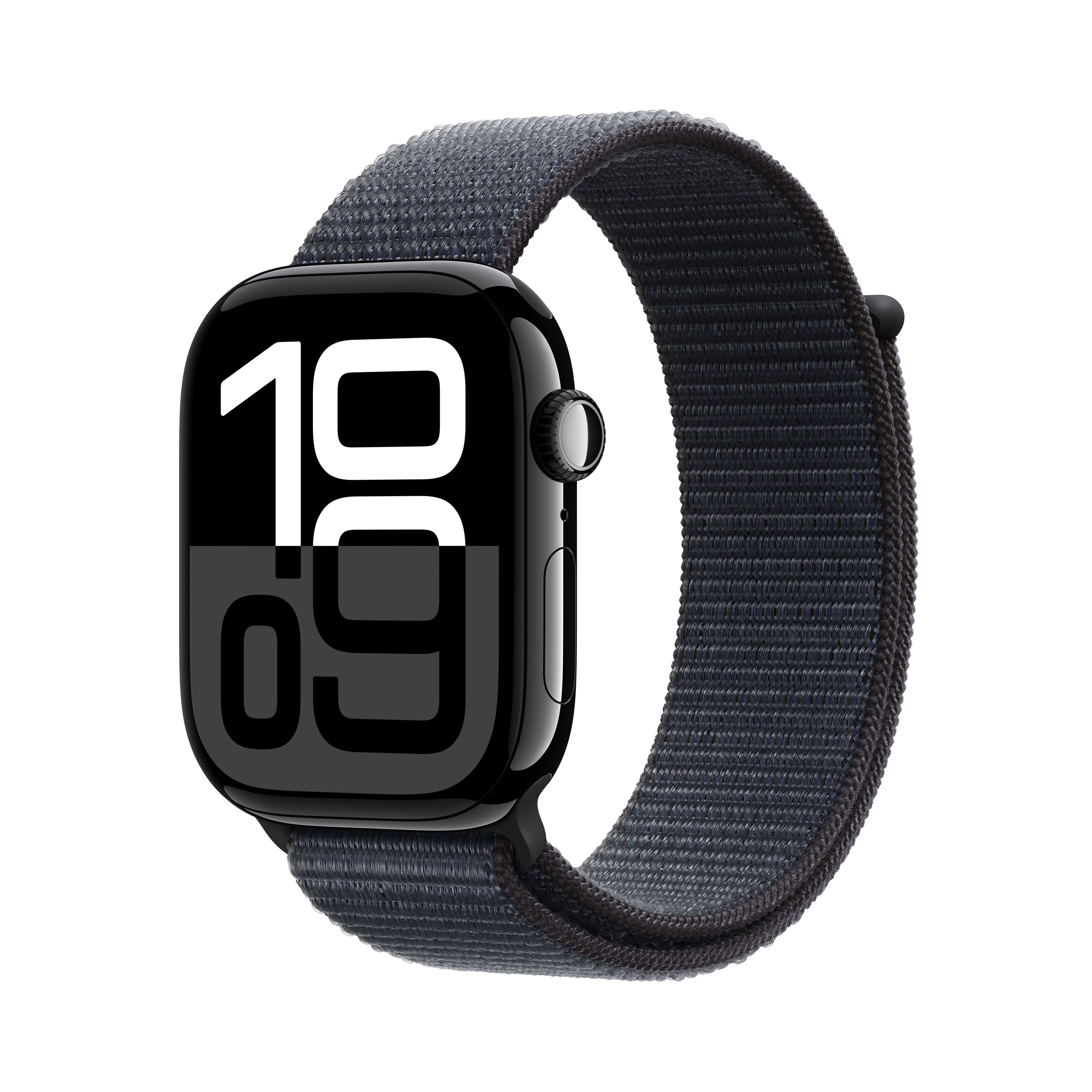 Apple Watch Series 10 46mm - Zwart Aluminium - Ink Geweven Sportbandje