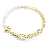 Swarovski Idyllia armband, Crystal Pearl, Wit, Goudkleurige toplaag