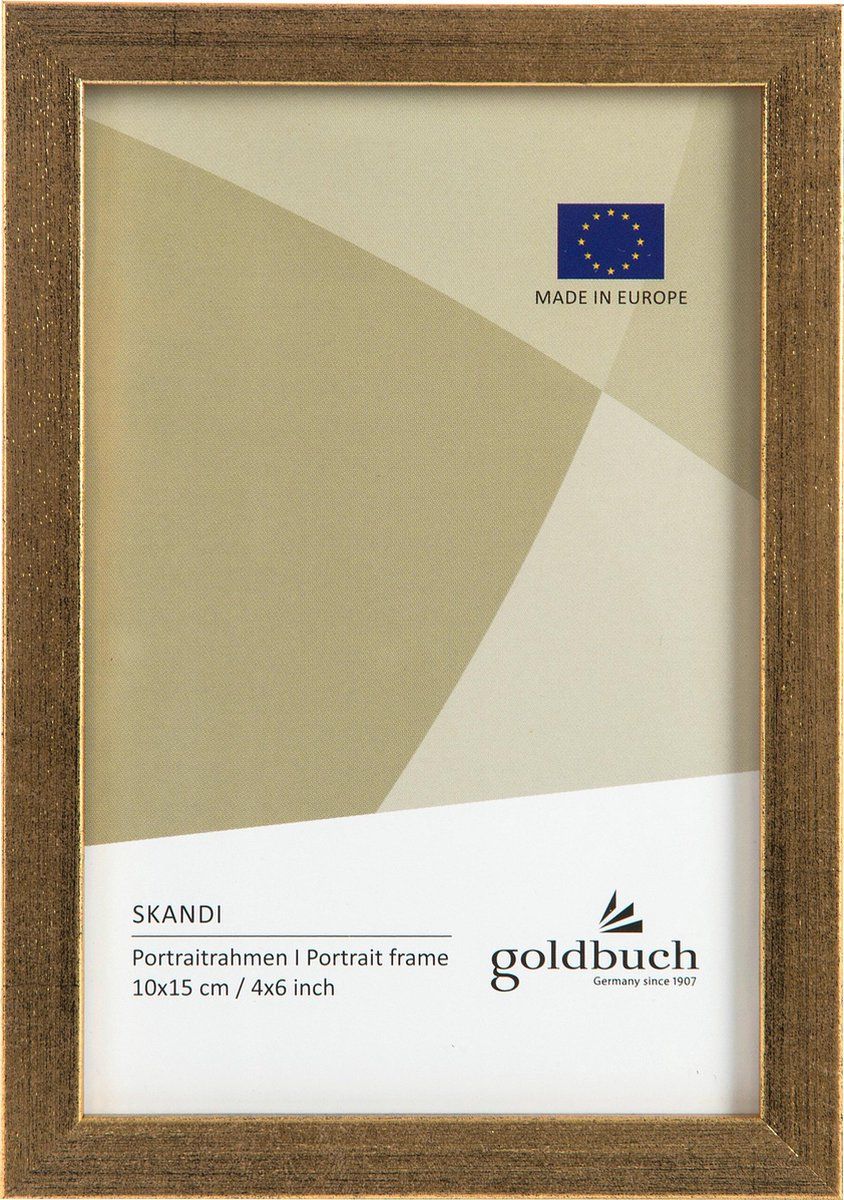 Goldbuch Fotolijst Skandi 10 x 15 cm, enkele lijst van echt hout, portretlijst om neer te zetten, houten frame met muurbeugel, fotolijst, goudkleurig