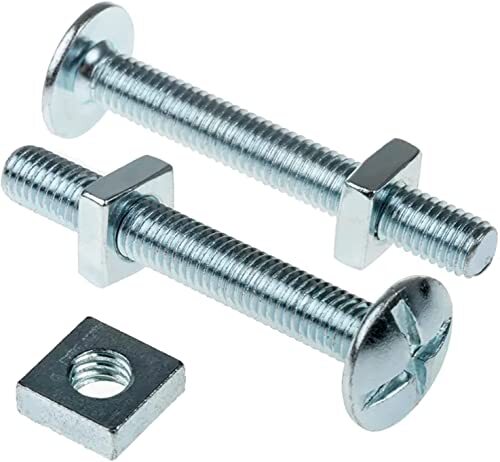 Merriway Merriway BH07602 Dakbedekking Bout & Moer Helder Verzinkt Staal M8 x 70mm, Zilver