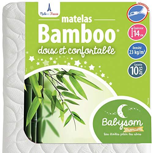 Babysom - Bamboo Baby Matras - 60x120 cm | 14 cm dik | Ademend en absorberend | Vrij van chemische behandelingen | Afritsbare tijk | Oeko-Tex® | EU-product