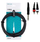 GEWA Y-kabel Basic Line 1,5m, zwart, 1x 6,3 mm mono jack - 2x cinch, 190140