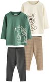 Next - Jongens - Set van 4 t-shirts en joggingbroeken - Crème Woodland