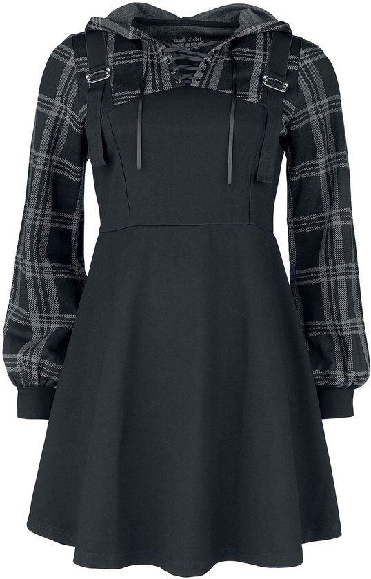 Rock Rebel by EMP Zwart Kort Jurkje met Vetersluiting - Dames - M