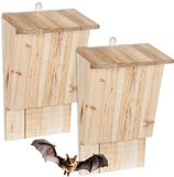 Relaxdays Vleermuiskast - Set van 2 - Hout - Lichtbruin