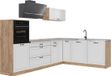 Vicco Hoekkeuken R-Line, Wit landelijk/Goudkleurig Eiken, 287 cm marmer werkblad