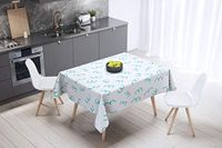Bonamaison Tafelkleed, Anti-Mold, Sneldrogend, Waterdicht, 100% Polyester Tafellaken, Turkoois, wit, 140 x 140 Cm