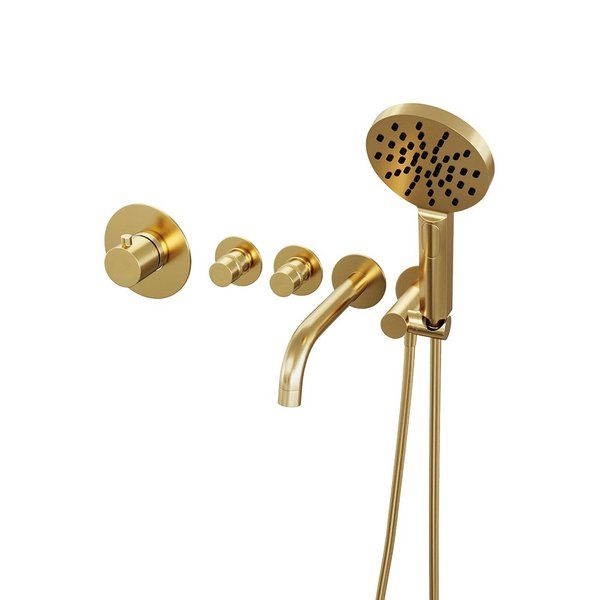 Brauer Gold Edition Inbouw Badthermostaat met Uitloop & Handdouche - Geborsteld Goud