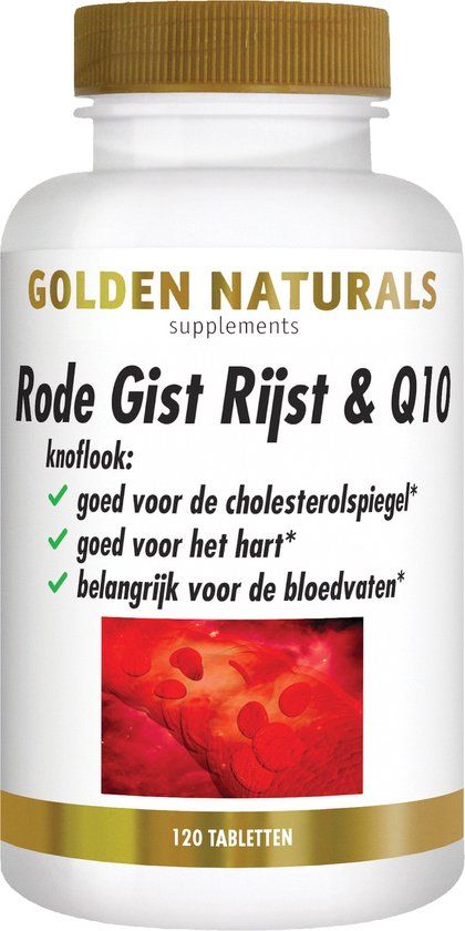 Golden Naturals Rode Gist Rijst & Q10 - 120 veganistische tabletten