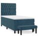 vidaXL Boxspringbed met matras, donkerblauw, 140x200 cm, fluweel
