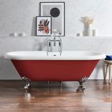 Baignoire îlot rétro à bord roulé – 179,5 cm x 78,5 cm – Rouge (Saffron Red) - Pieds chromés - Legend