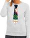 Bellatio Decorations Foute kersttrui - sweater - met stropdas kerst print - grijs - voor dames XL