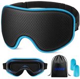WAOAW Slaapmasker - Zijden Oogmasker Voor Vrouwen en Mannen, 3D Gewogen Bedekking, Verduisterend (Blauw)