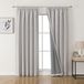 Joydeco 100% verduisteringsgordijnen, linnen, met plooiband, set van 2, 245 x 140 cm, grijs-wit