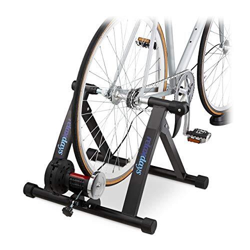 Relaxdays Uniseks wieltrainer voor volwassenen, fietstrainer voor banden van 26-28 inch, tot 150 kg, inklapbaar, binnen, magneetrem, zwart, 1 stuk