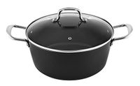 Venga! 28 cm Cooking Pot with Lid - 6.2 L - Non-Stick - Black/Silver