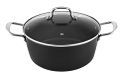 Venga! 28 cm Cooking Pot with Lid - 6.2 L - Non-Stick - Black/Silver