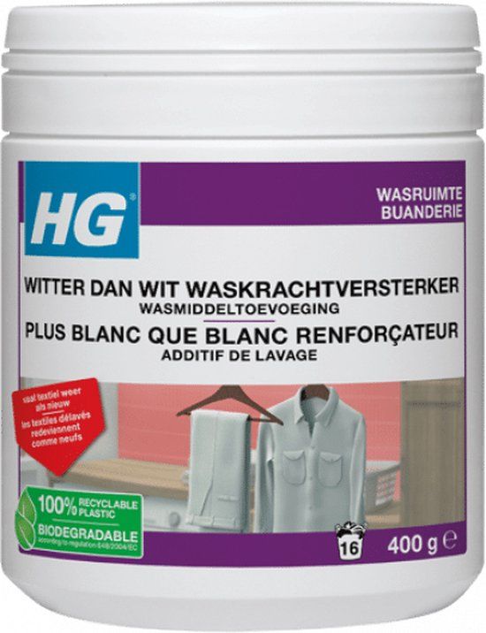 HG Witter dan wit waskrachtversterker - 400g - 16 wasbeurten - Witte was - Poeder