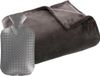 Atmosphera Fleece deken/plaid Donkergrijs 125 x 150 cm en een warmwater kruik 2 liter