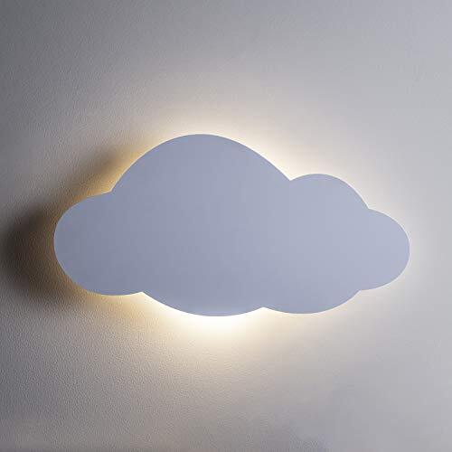 Lights4fun Op batterijen werkende wandlamp in de vorm van een witte wolk met achtergrondverlichting met warmwitte leds