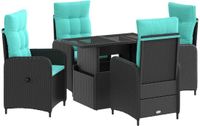 vidaXL Eettafel Set 5-delig Polyrattan Turquoise