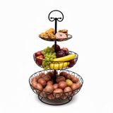 Merkloos Relaxdays Fruitschaal etagère - 3 laags - metaal - zwart