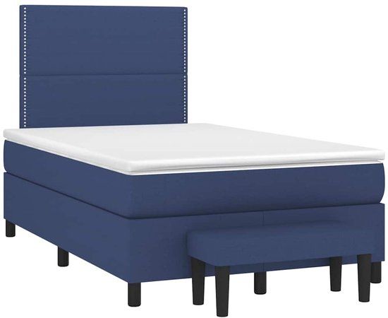vidaXL Boxspring met matras stof blauw 120x190 cm