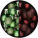 Merkloos / Sans marque Kunststof kerstballen - 28x st. - groen en mahonie bruin - 3 cm
