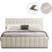 Meubler Design Soho Lit Coffre Velours Côtelé Beige 180x200