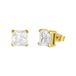 Lucardi Heren Oorbellen met vierkante zirkonia 8mm - Oorbellen - Vaderdag Cadeautje - Staal - Goudkleurig