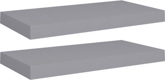 vidaXL Wandschappen zwevend 2 st 50x23,5x3,8 cm MDF grijs