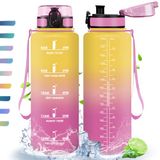 Drinkfles, HoneyHolly Drinkfles, 1,5 l, motiverende sportfles, BPA-vrij, waterfles voor sport, fitness, yoga, school, kantoor