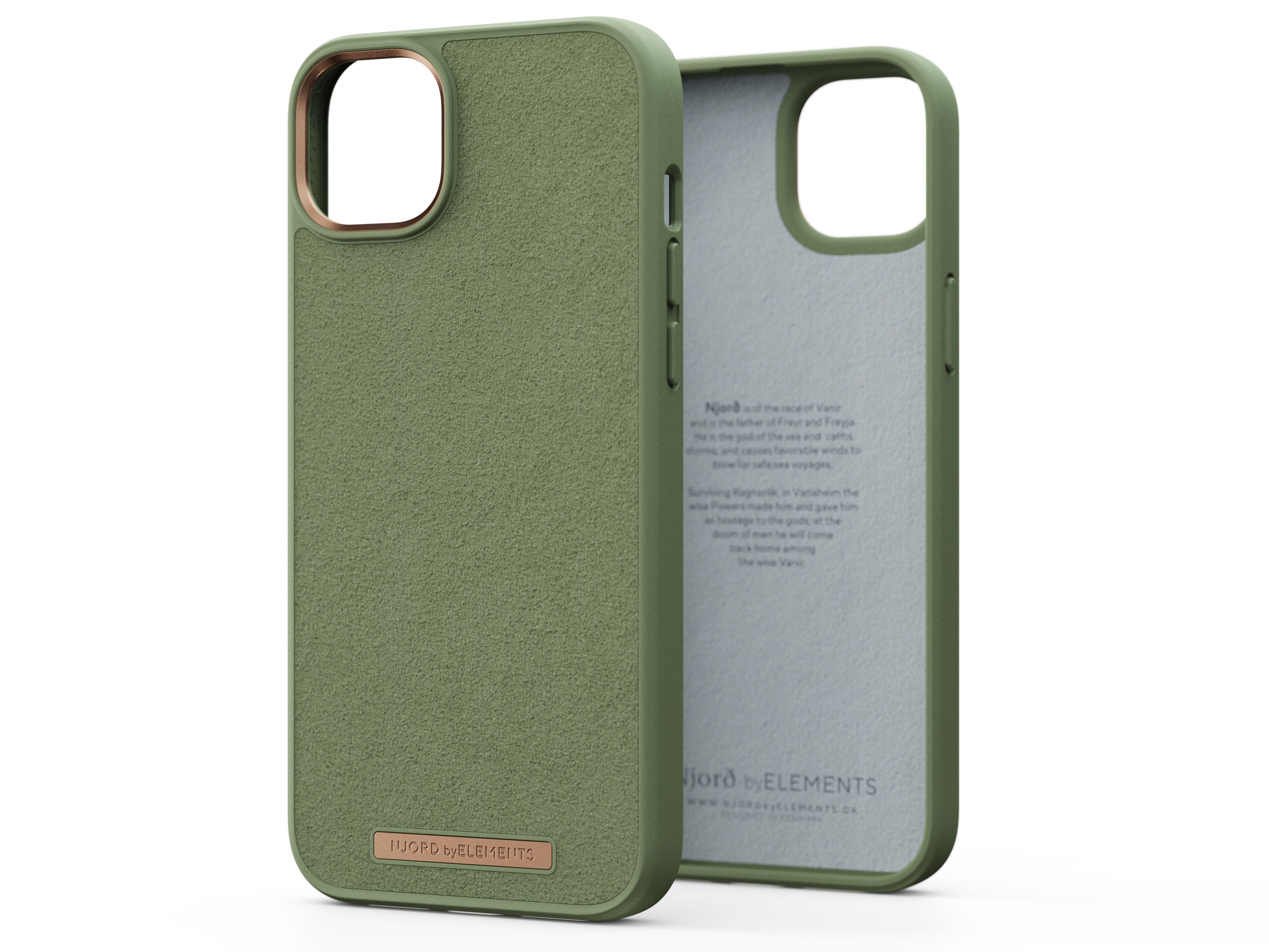 Njord byELEMENTS Suede Comfort+ Case for iPhone 14 Plus - Olive - Durable & Protective Cover