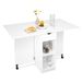 Mondeer Drop Leaf Tafel 77-120 cm Opvouwbare eettafel voor 2-4 personen | Opslaglade en open planken, rollende wielen, voor kleine ruimte, keuken, platte eetkamer, wit