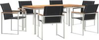 vidaXL Eettafel Set Massief Acaciahout en Roestvrij Staal Bruin