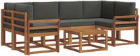 vidaXL - Hoek loungeset - 6 zitplekken - Natuurlijk en antraciet - Acacia hout