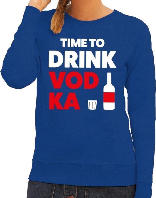 Bellatio Decorations Time to drink Vodka tekst sweater blauw voor dames M