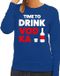 Bellatio Decorations Time to drink Vodka Dames Trui Blauw Katoen Maat M