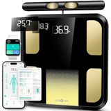 RunSTAR Pèse-personne numérique avec 8 électrodes pour le poids corporel et la graisse corporelle, IMC, masse musculaire et analyse de 28 mesures corporelles, utilisation par application, affichage 3